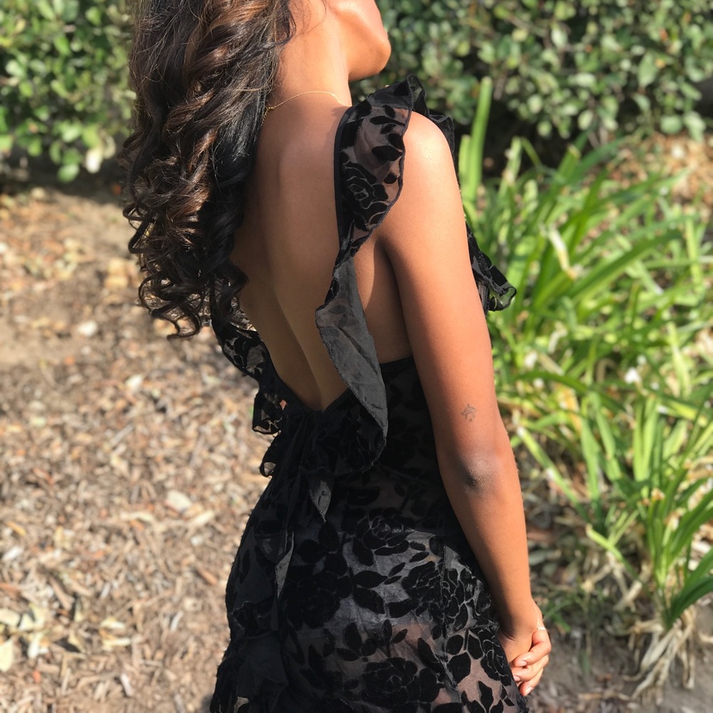 Sheer backless, Princess Polly, date night dress.